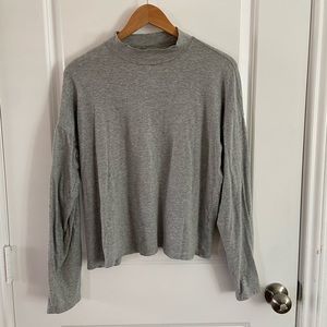 Everlane mockneck long sleeve heather gray jersey top